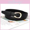 C Shaped Metal Buckle Decoration Women Slim Waist Belt For Daily Wear Casual