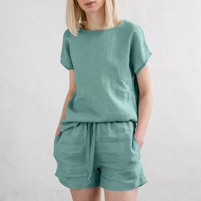 Trajes casuales para mujer, camiseta de manga corta y pantalones cortos con cordón, conjunto de traje de dos piezas de verano