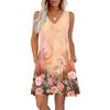 Women's Summer Dresses Loose Fit Printed V Neck Sleeveless Sundresses Beach Hawaiian Dress With Pockets