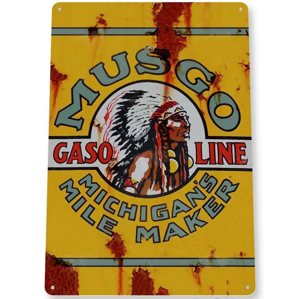 Vintage Metal Tin Signs Gulf Esso Agip Texaco Sinclair Mobile Man Cave Plate Motor Oil Garage Wall Stickers Gas Decor Plaque