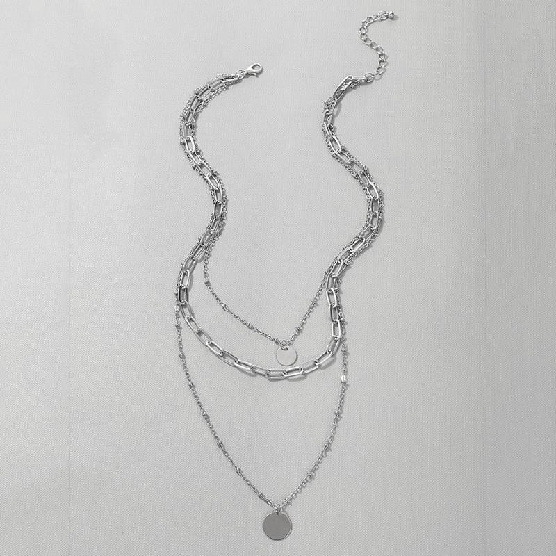 Fashion Temperament Personality Thick Chain Accessories Women, Multi-layer Sweater Chain Disc Sequin Necklace