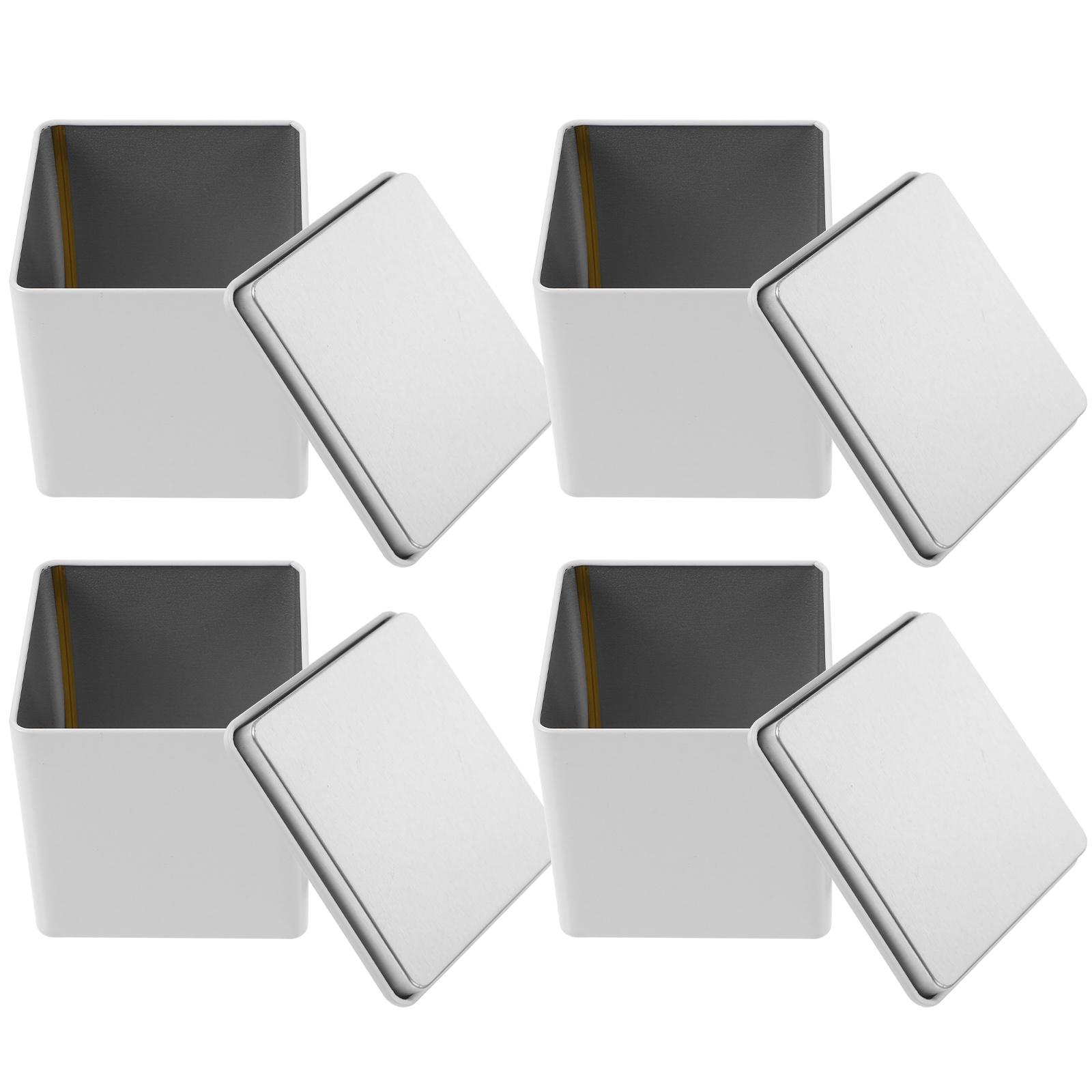 

4 шт. банка для хранения кофейных зерен, чая, листьев, сахара, офисная миска, жестяной контейнер, коробки для подарков, маленькие 8.5X8.5cm белый