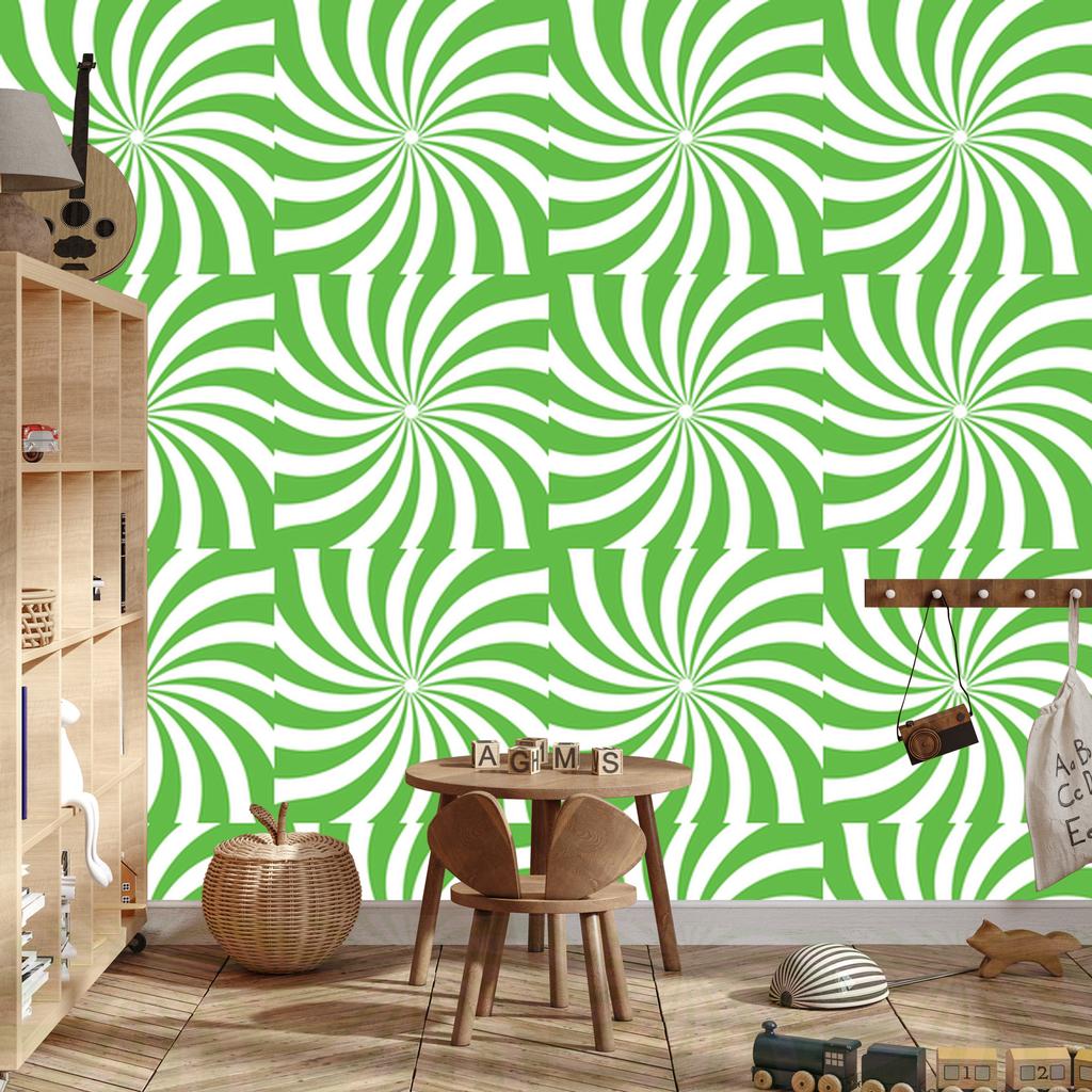 Hippie Wallpaper Background Green and White for Living Room and Bedroom 50x1000