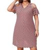 2025 Summer Women's Plus Size Off-the-Shoulder Striped Casual Dress