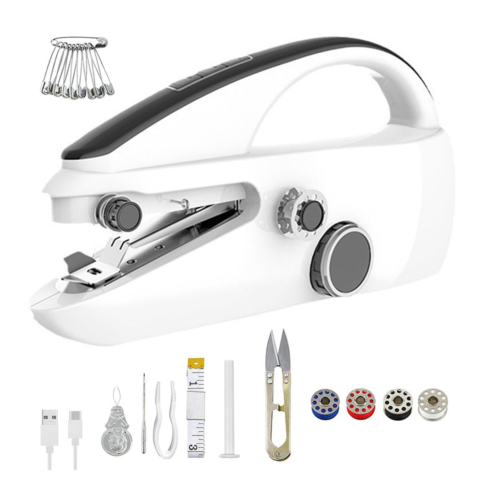 

PAVIKE Handheld Mini Electric Sewing Machine, Portable Small Electric Sewing Machine, Mini Sewing Machine, Handheld, Compact, Quick Repair for Clothin