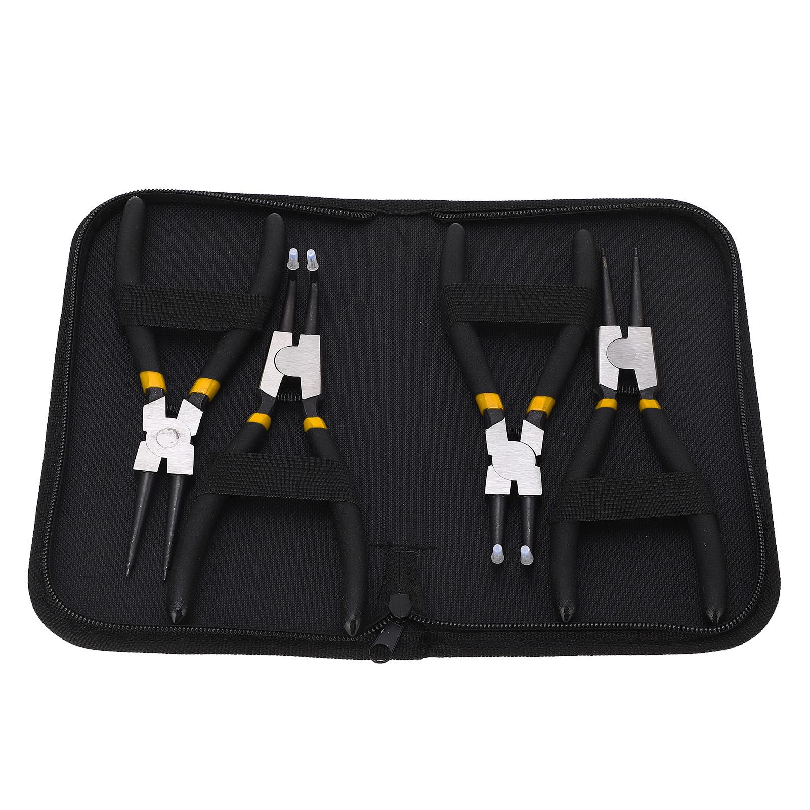 

4PCs Circlip Pliers Set Steel Ring Plier Plastic Coated Handle Anti Oxidation Hand Operated Tool(Noir Double Section 7
