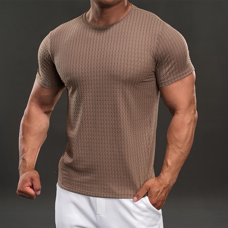 New Summer American Style Casual Short-sleeved T-shirt Fashionable Sports Slim Elastic Fitness Outdoor T-shirt Men