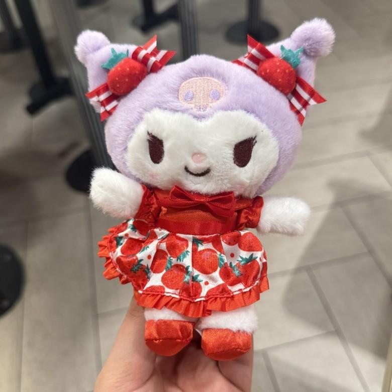 Sanrio My Melody Kuromi Strawberry Plush Keychain With Short Plush Filling For Collectors Kuromi