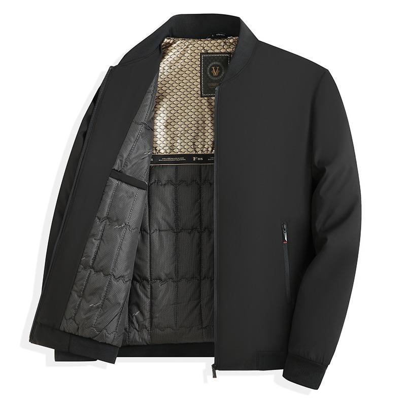 Zipper Men's Autumn and Winter Solid Color Pocket Round Neck Long Sleeve Cardigan Fashion Casual Jacket Top