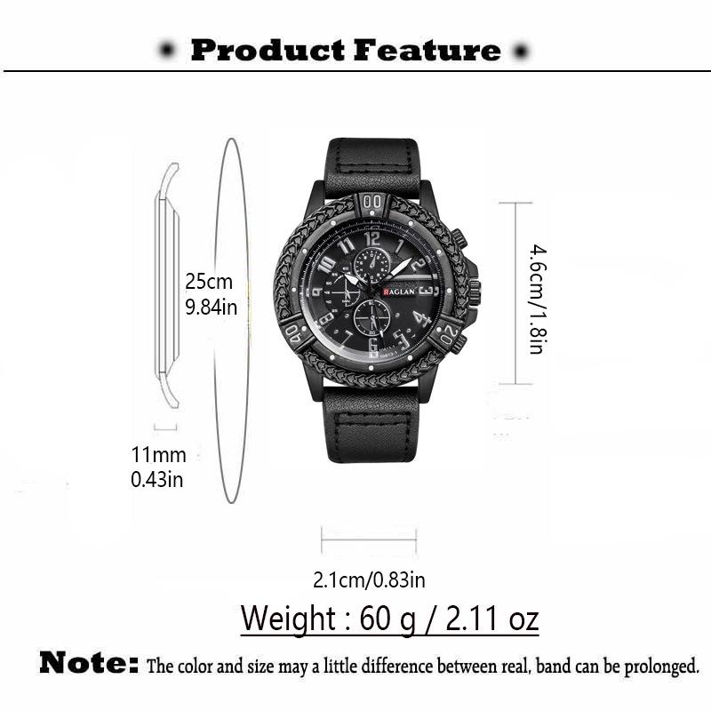 New Casual Men's Quartz Watch – Retro Sports Design with Silicone Strap, Black and Blue