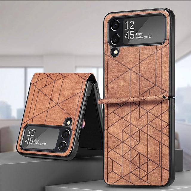 Pro Sumsung Z Flip3 Case Luxusní Splicing Leather Texture Kryt na telefon Samsung Galaxy Z Flip3 Flip3 5g nárazuvzdorný nárazník Coque