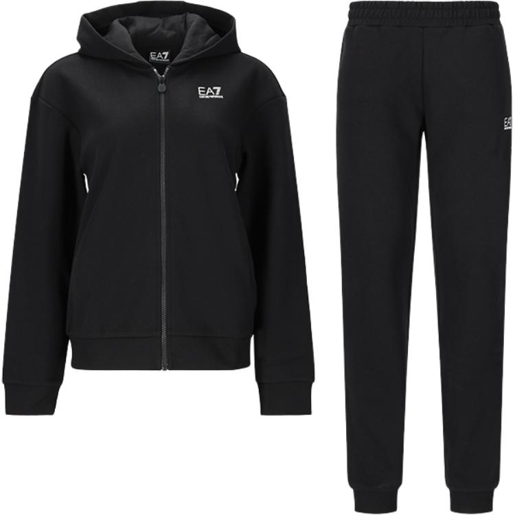 Emporio Armani EA7 Logo Printed Lightweight Fleece Hooded Zip-Up Casual Set Women sets 7W000076-AF10443-UC001 XS