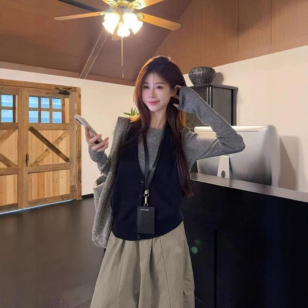 Korean Style Knitwear & Halter Vest with Casual Pants Women's Three-Piece Set