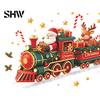 Christmas Window Clings Train Wall Sticker, Santa Claus Reindeer Decals, Self Adhesive Xmas Party Decor Murals, Removable PVC Art for Home Living Room