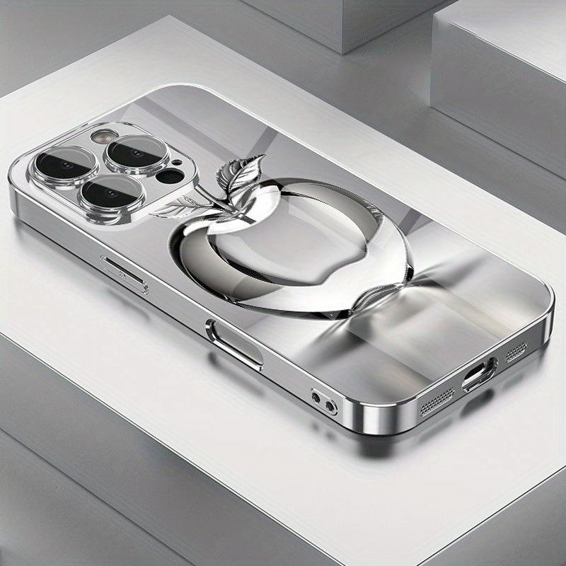 

Transparent Crystal For Apple Pattern Glass Electroplated Silver Phone Case For Samsung Galaxy S25 S24 S23 Ultra Plus FE Cover Galaxy S24+