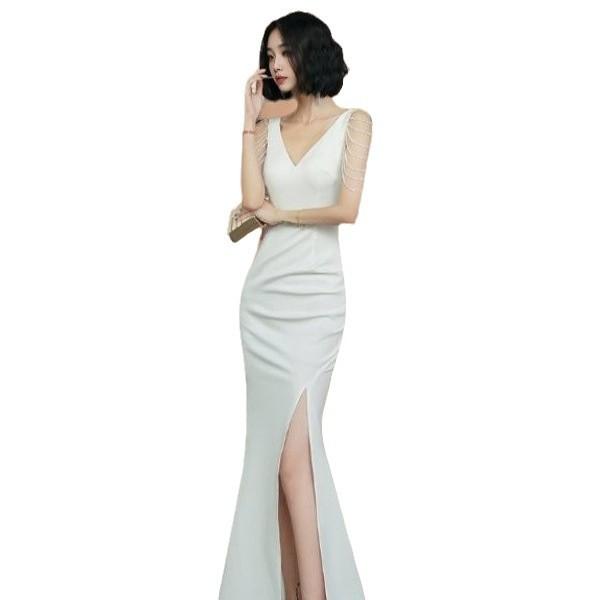 Beautiful Black Evening Dress, New Light Luxury Niche High-end Texture Banquet Slim Temperament Celebrity Fishtail Skirt