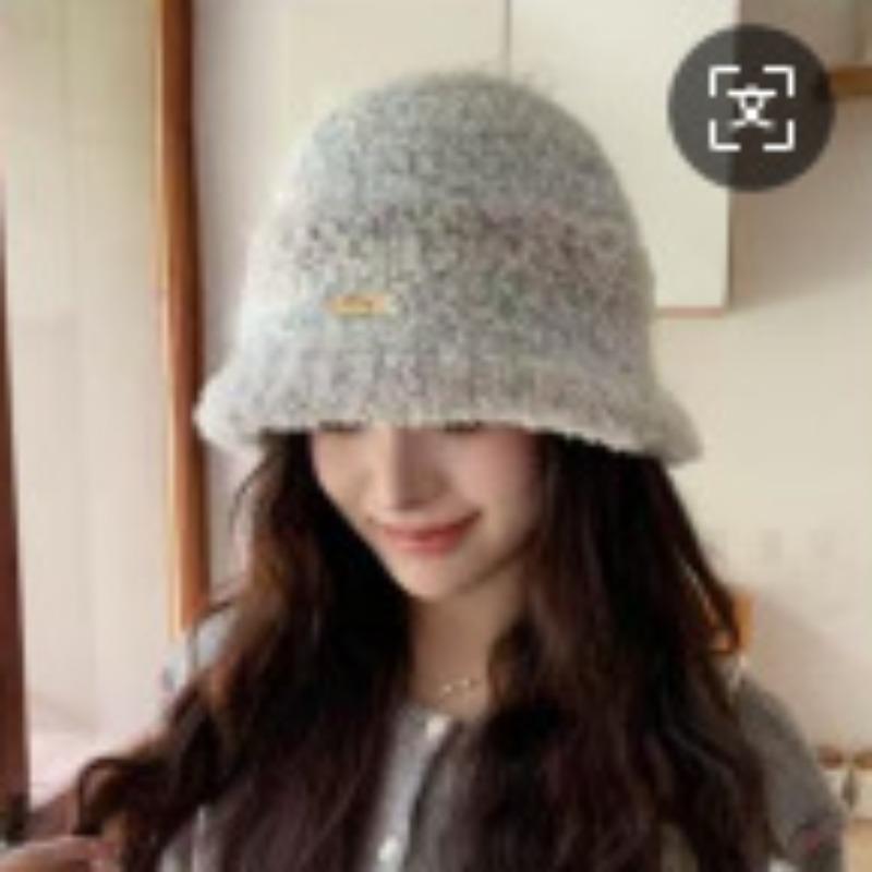 Hats Autumn and Winter Women's Korean Style Woolen Fisherman's Hat Color Blocked Striped Warm Fisherman's Hat Fashionable and Versatile Bucket Hat