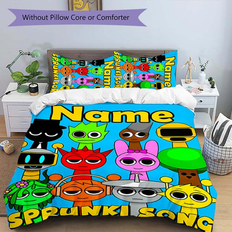 3pcs SPRUNKI10 Cover Set - Personalized Name, HD Printed Bedding with 1 Cover and 2 Pillowcases - Perfect for Home Decor, Easy Care