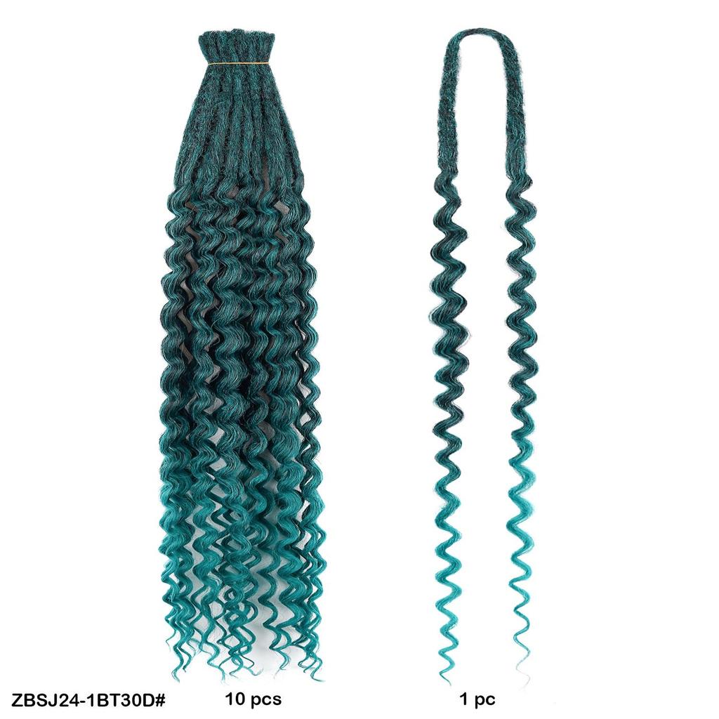 10pcs/lot Crochet Hair Afro Braiding Hair Extension 24Inch Crochet Box Braids Straight To Curly Ends Hair Synthetic Black Braids For Women