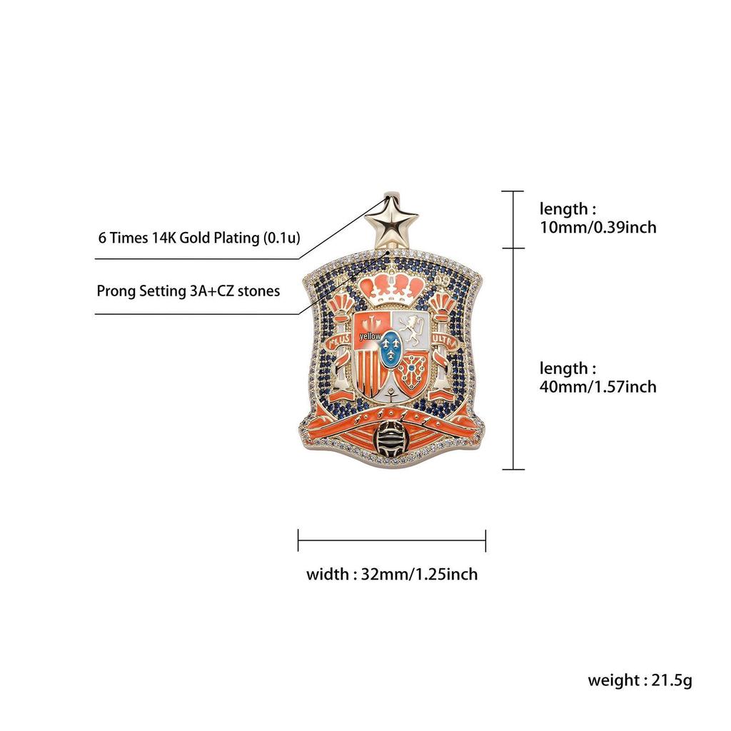 Colier Pandantiv Hip-Hop Insignă Club de Fotbal Ulei Picurător Colorat