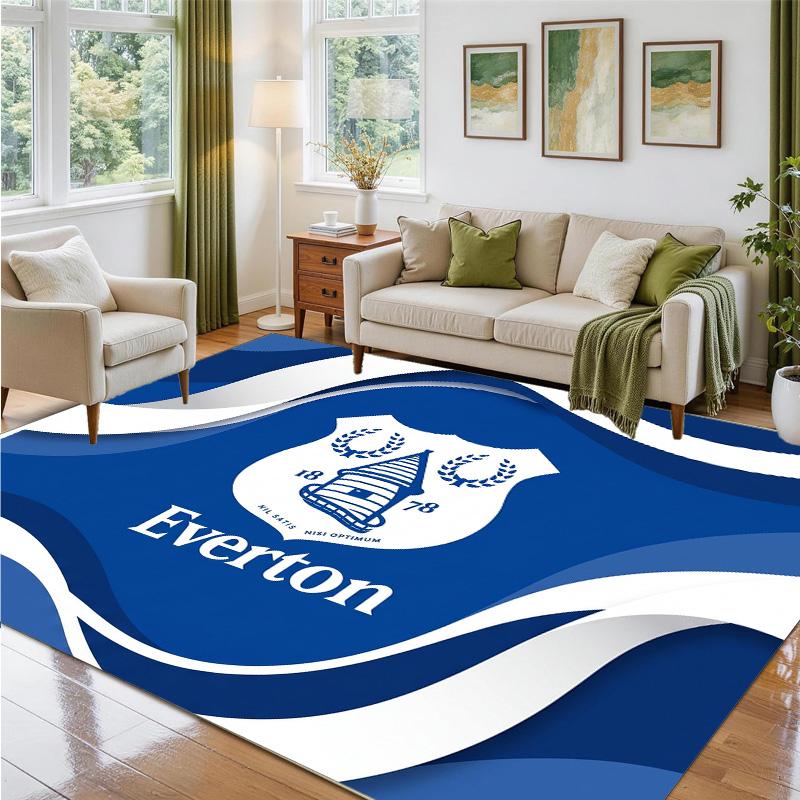 Everton Football Design Crystal Velvet Rug Soft Decorative Mat for Bedroom Entrance
