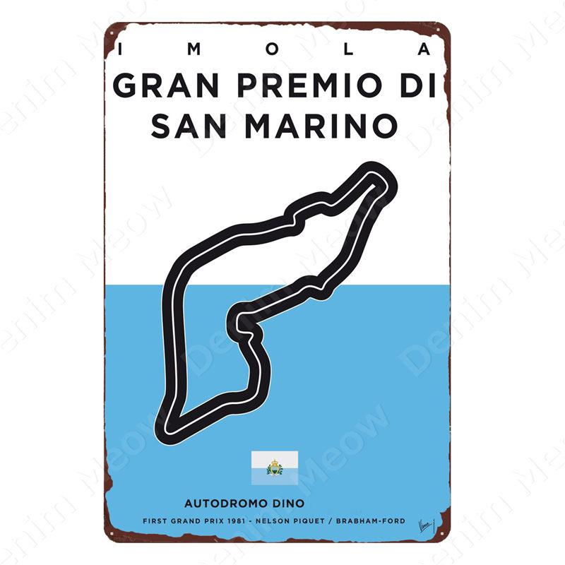 Vintage F1 Championship Metal Tin Sign, Racing Track Poster, Bar Cafe Club Wall Decoration, Grand Prix Circuit Iron Plaque,ZSS84