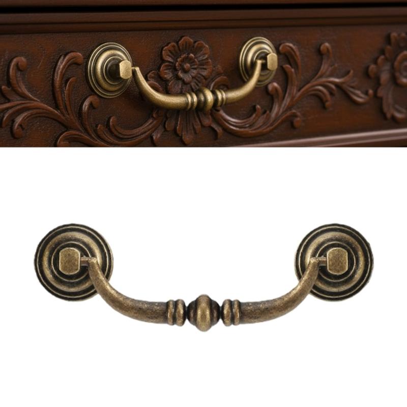 8Pcs Zinc Alloy Cabinet Knob Drawer Pulls Antique Furniture Decorative Handle for Dresser Kitchen Cupboard Door