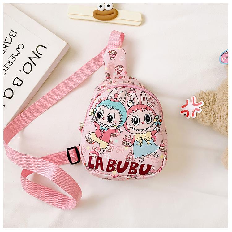 School Bag Labubu Children's Bag Love Cartoon Chest Bag Change Small Bag One Shoulder Oblique