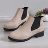 Women's Casual Fashion Round Toe Chunky Heel Suede Ankle Boots With V-cut, 7cm Heels For Work And Anti-slip Outfits