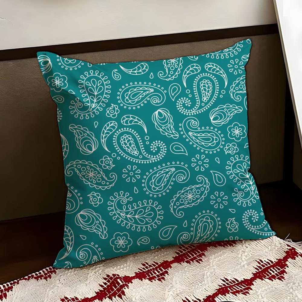Paisley Bandana Pattern Cushion Cover Reversible Soft Durable Pillow Cover Home  Car MultiScene Use for Daily Comfort
