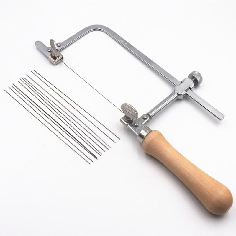 Wood Handle Jewelry Saw U Shaped Saw Frame V Slot Bench Pin Jewelry Tools Perfect Gift for Professional Metalworkers