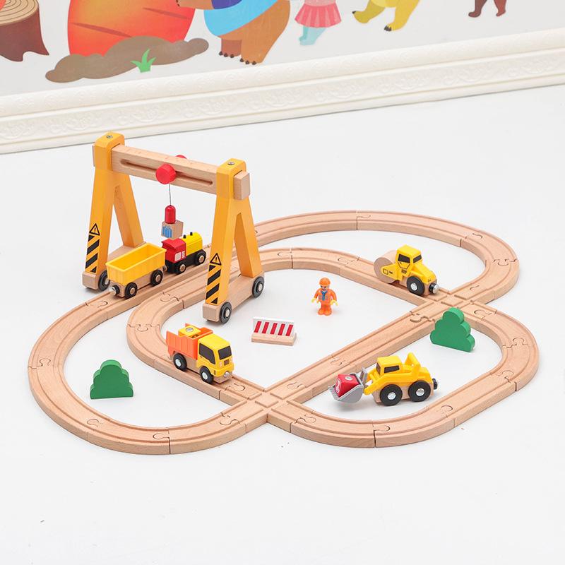 Wooden Hanging Tower Track Set Is Compatible With All Brands Of Railway Toys Road Accessories Assembly For Children Gifts PD60