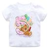 Unisex Childrens Cartoon Bear TShirt Short Sleeve round Neck Numbers 112 Years Old Kids Casual Fashion Clothing