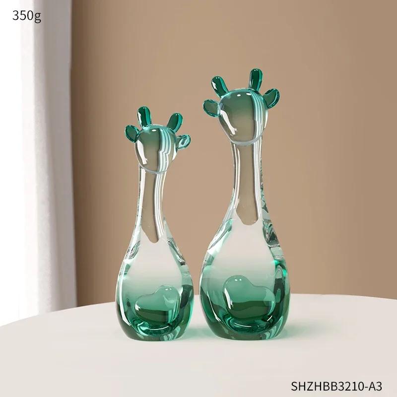 Creative Cute Transparent Giraffe Animal Sculpture Modern Home Living Room Wine Cabinet Table Decoration Accessories Craft Gifts