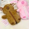 1Pc Cartoon Animal Pen Bag Multifunction Plush Capybara Pencil Case Pen Storage Bag Large Capacity Stationery Pouch