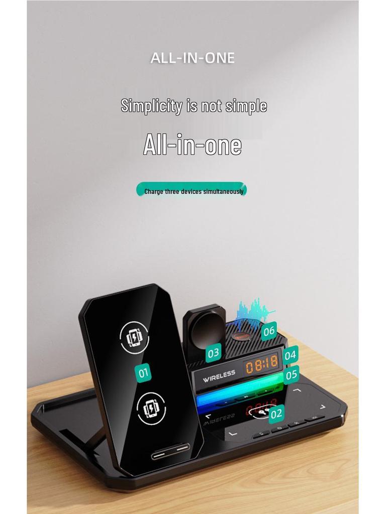 Cross-Border Multifunctional 6-in-1 Wireless Charging Station for Phones, Earphones, and Watches
