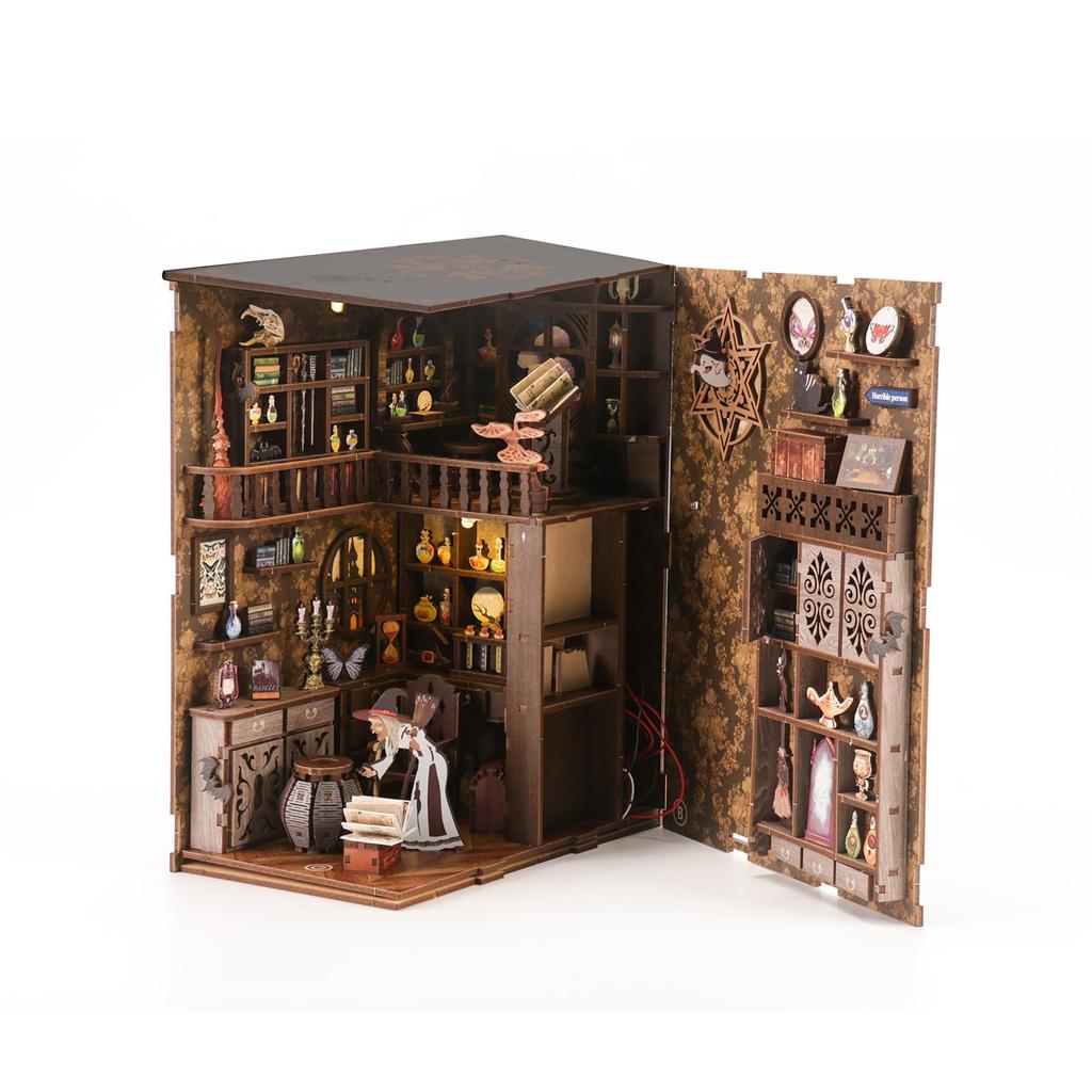 CRESYMME Miniaturhaus Puppenhaus Buch Nook Kit Holz DIY 3D Hobby Handarbeit (Magische Nacht)