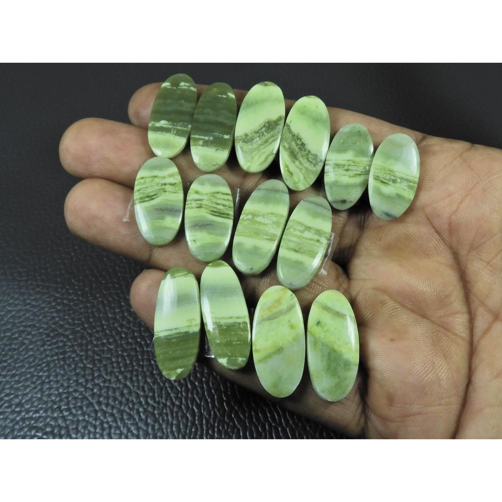 Natural Green Serpentine Matche Pair Oval Cabochon Loose Gemstone 7Pair Lot C-3341