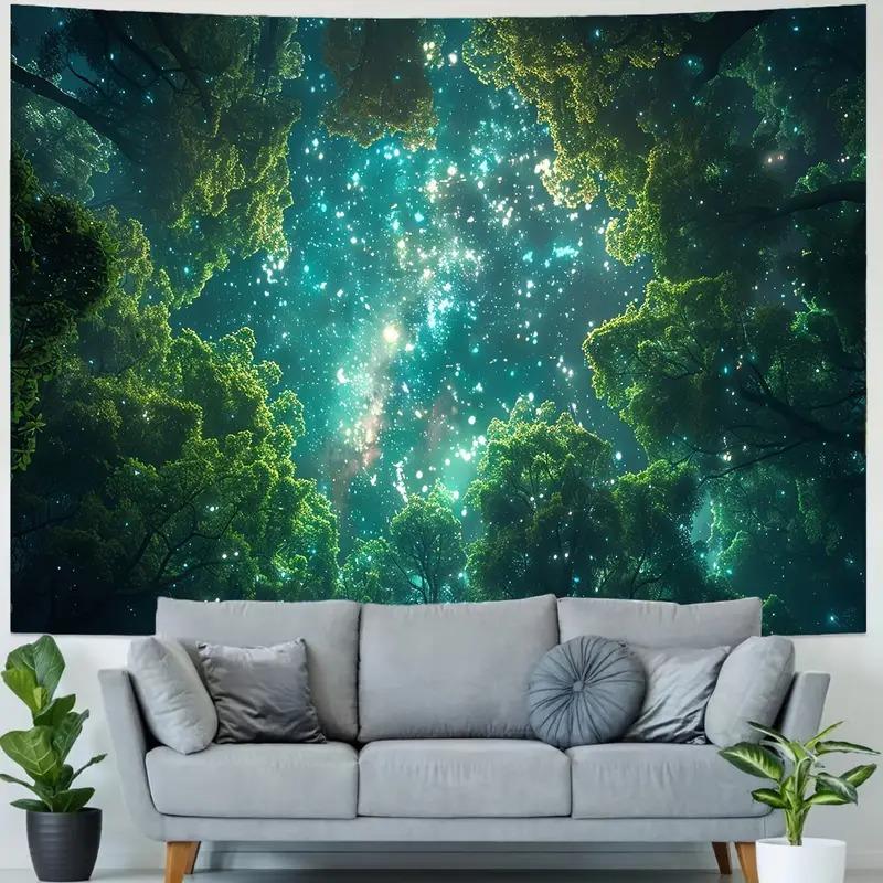 Elegant Christmas Tree Wall Tapestry Living Room Bedroom Office Winter Wonderland Festival Wall Decoration Tapestry 100X70CM