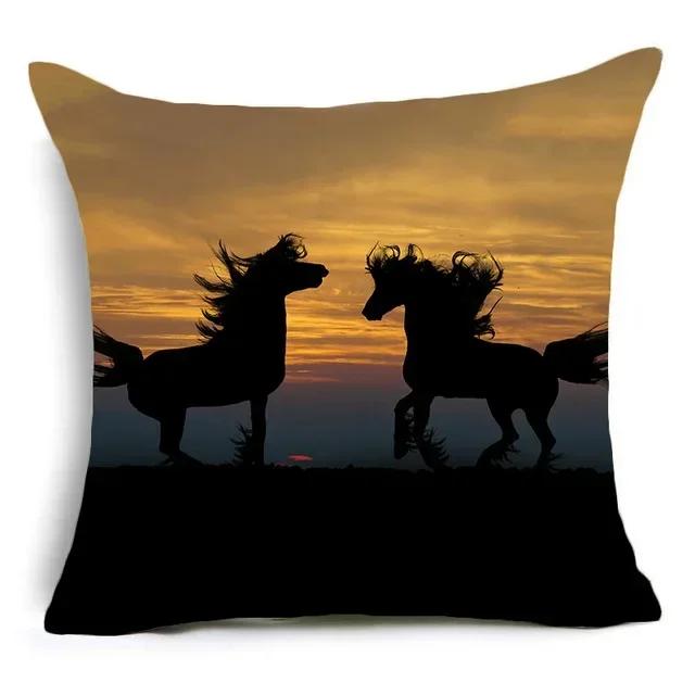 2023 New Horses Cotton Cushion Cover Steed Animal War Horses Home Decorative Pillow Cover for Sofa Car Nordic Pillowcase Vintage
