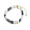 Natural Freshwater Pearl Lapis Lazuli Beaded Bracelet for Women Daily Office Wedding Party Pearl Bracelet Bohemian Jewelry