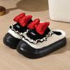 Lolita Bow Cotton Slippers Winter Shoes Women External Wear Non Slip Warm Home Cotton Shoes Thick Sole Comfort Zapatos De Mujer