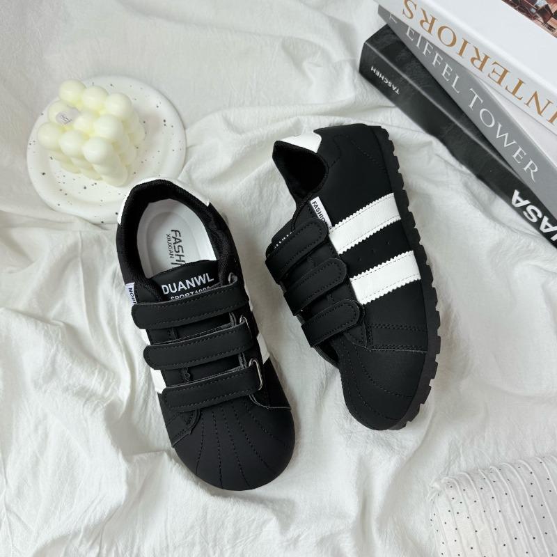 Student Velcro Black Shell Head Big Head Casual Shoes Women's Height Increasing Platform White Shoes Versatile Sneakers