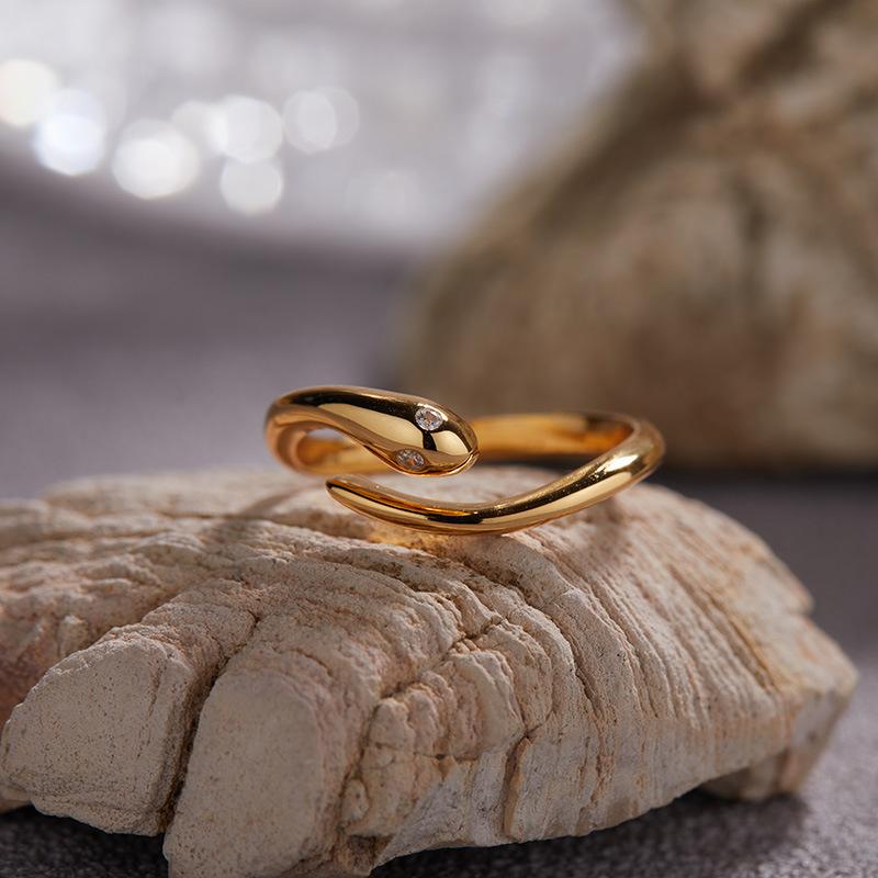 Original Design Niche S925 Sterling Silver Snake Ring 18K Non-Fading Index Finger Ring High-End Jewelry