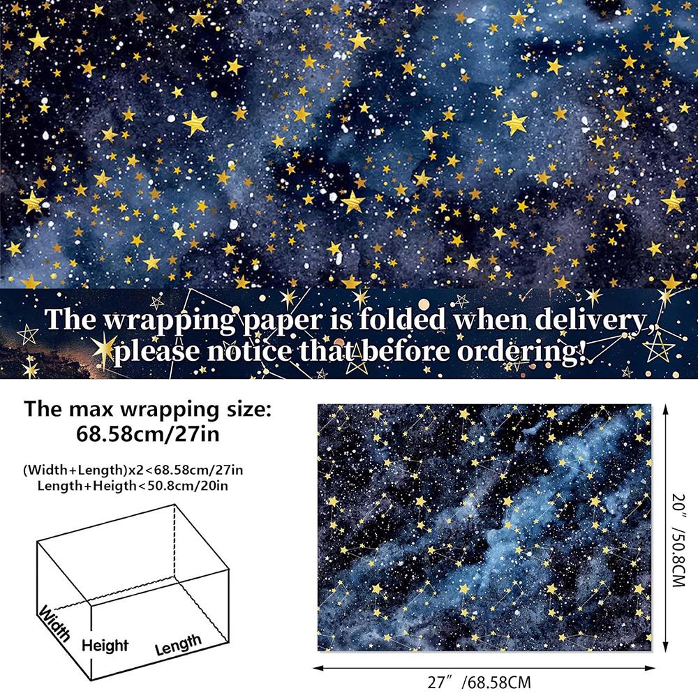 Galaxy Nebula Gift Wrap Colorful Night Sky Wrap Sheets Milky Way Art Paper Milky Way-Designed Star Themed Paper For Birthday