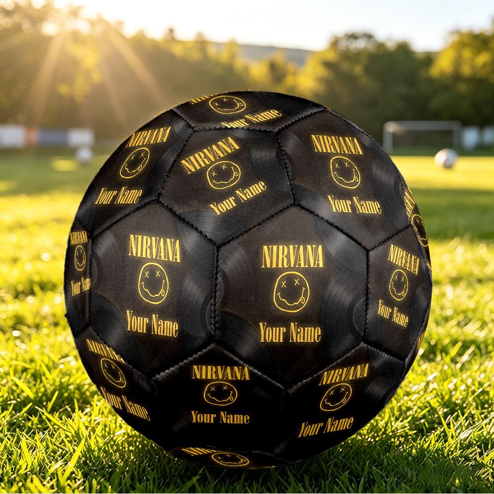 Nirvana Size 5 Football, Custom Name Text Personalized Soccer Ball Sport Training Gift