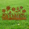 Rostige Blumenbeet-Stange Dekoration Wetterfest Innen Außen Hof Rasen Terrasse Weg Metall Blumen-Silhouette Schild Stange Ornament