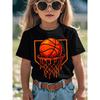 Kids Crewneck Short Sleeve Tee, Red Basketball Drip Print