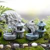 Mini Retro Pond Tower Resin Craft Fairy Garden Decor Figurines Toys DIY Miniatures Terrarium Micro Landscape Home Ornaments