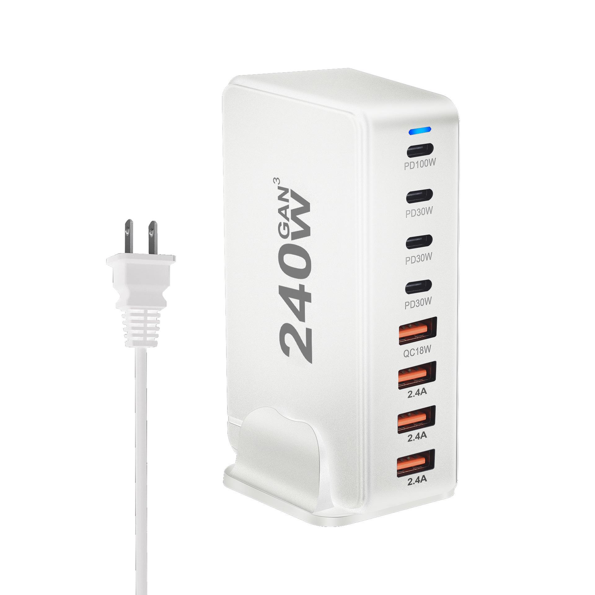 240W Gallium Nitride Multi-Port Desktop Charger with QC3.0